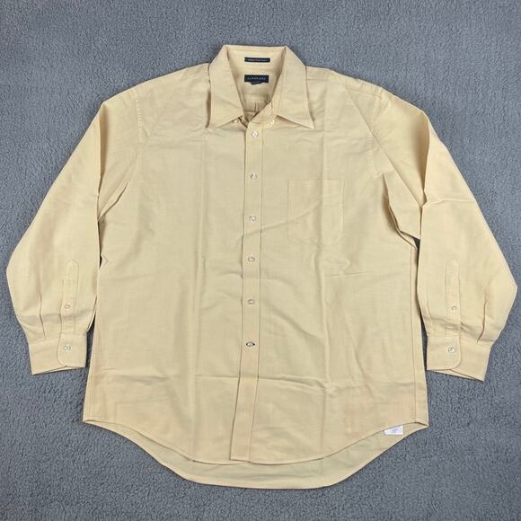 Land's End Men's 17.5-34 Peach Solid Long Sleeve Button Up Shirt - Picture 1 of 16